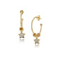 Women'S Gold Western Brass Cubic Zirconia Post And Back Gold-Polished Single Gold - Toned Star Shaped Cz Studded Half Hoop Earrings - Wahe Jewels - Swadesiicart