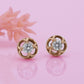 Women'S Rose Gold Western Brass Cubic Zirconia Post And Back Rose Gold-Polished Single Circular Studs Earrings - Wahe Jewels - Swadesiicart