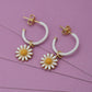 Women'S Gold Western Brass Na Post And Back Gold-Polished Single Floral Half Hoop Earrings - Wahe Jewels - Swadesiicart