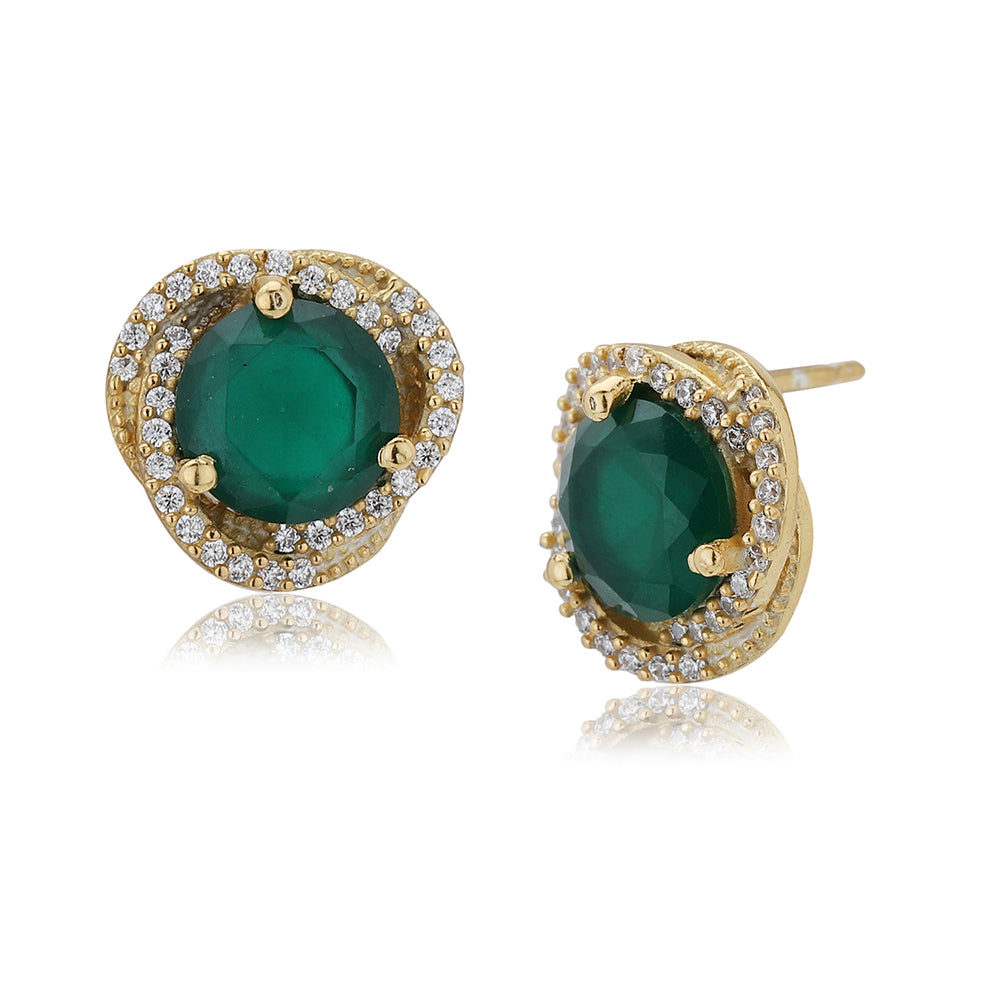 Women'S Gold Western Brass Cubic Zirconia Post And Back Gold-Polished Single Gold-Polished Contemporary Studs Earrings - Wahe Jewels - Swadesiicart