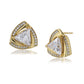 Women'S Gold Western Brass Cubic Zirconia Post And Back Gold-Polished Single Gold - Toned Triangular Studs Earrings - Wahe Jewels - Swadesiicart
