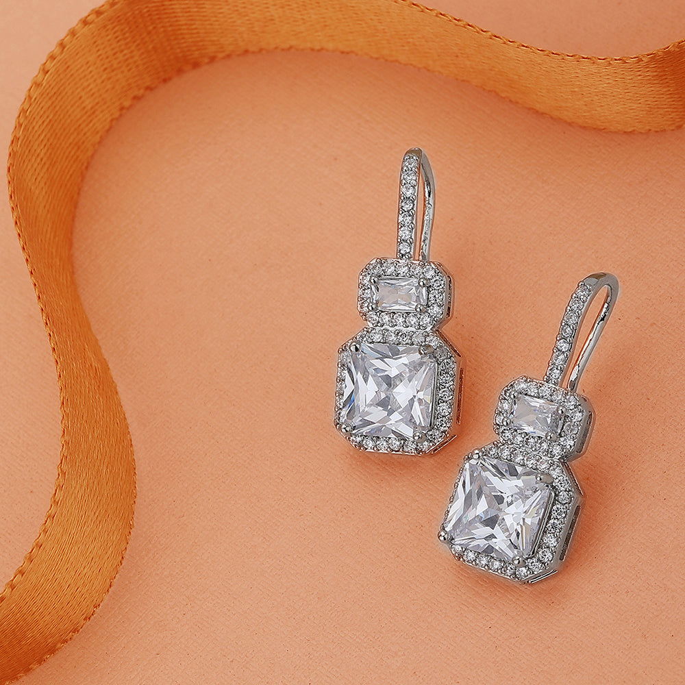 Gold-Polished With Cz Square Stud Earring For Women - Wahe Jewels - Swadesiicart