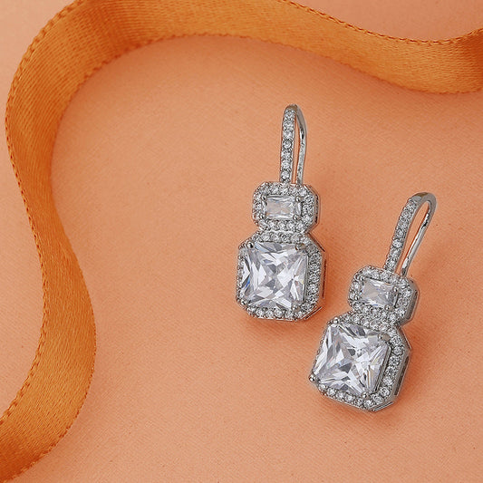 Gold-Polished With Cz Square Stud Earring For Women - Wahe Jewels - Swadesiicart