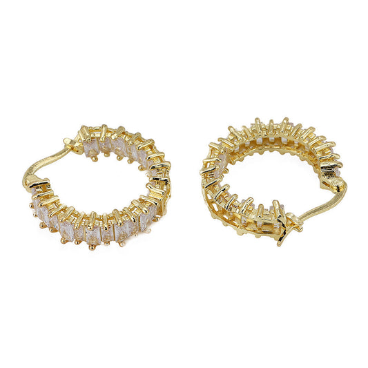 Gold-Polished With Cz Stylish Half Hoop Earring For Women - Wahe Jewels - Swadesiicart