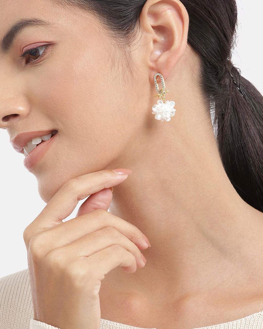 Gold-Polished Textured Circular Drop Earring - Wahe Jewels - Swadesiicart