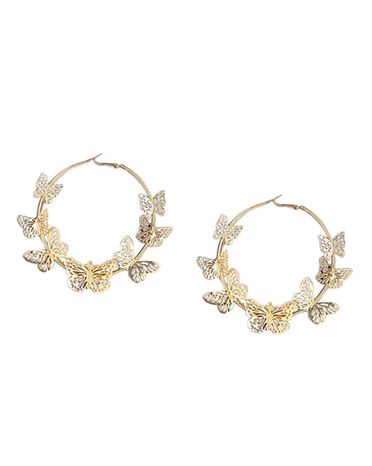 Gold-Polished Triple Row Fancy Hoop Earring - Wahe Jewels - Swadesiicart
