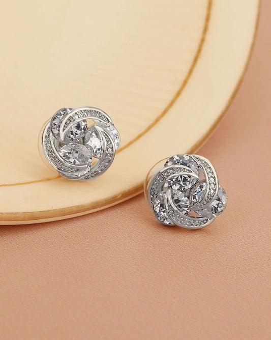 Rose Gold-Polished Cz Circular Stud Earring For Women - Wahe Jewels - Swadesiicart