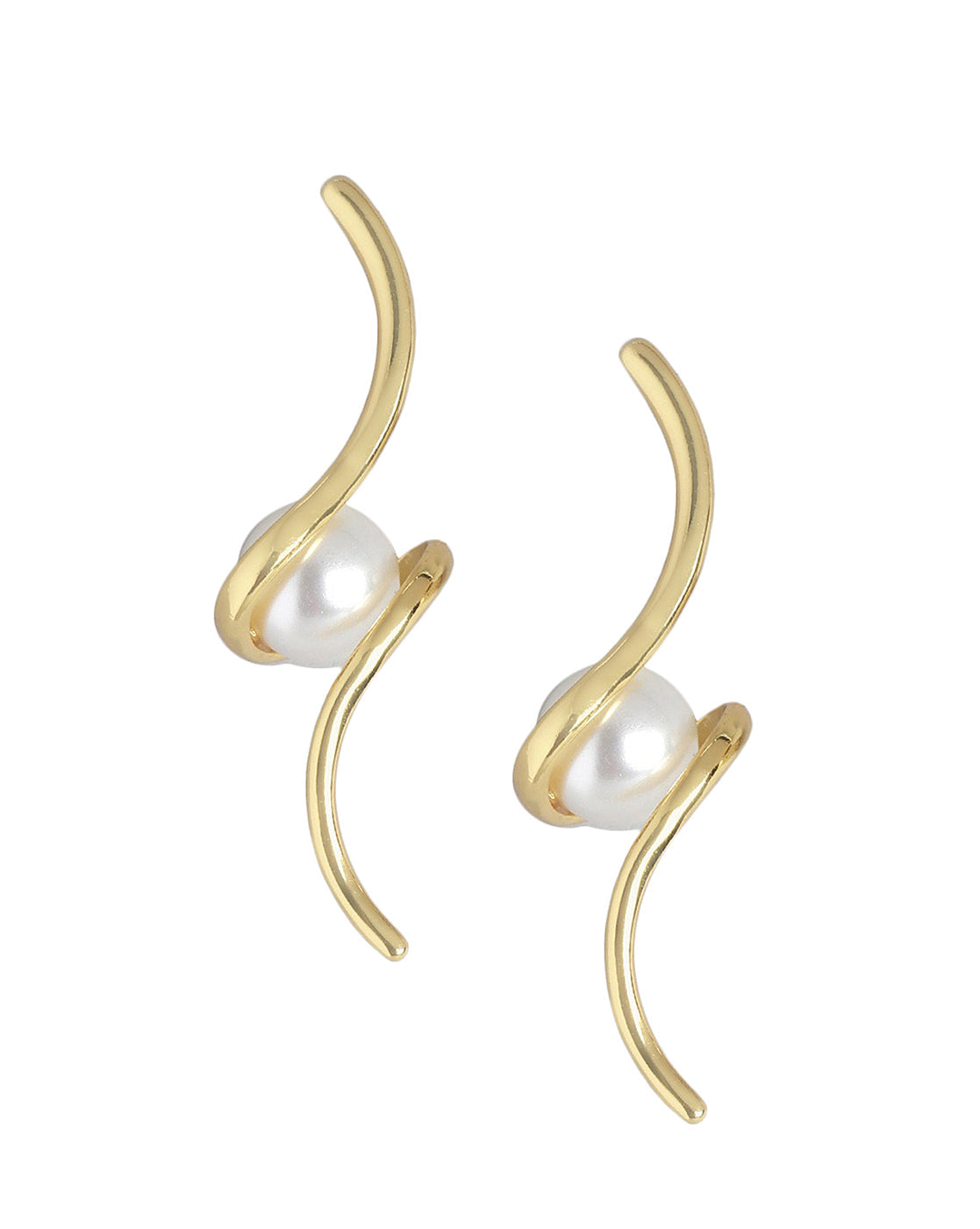 Gold-Polished With Cz Contemporary Stud Earring - Wahe Jewels - Swadesiicart