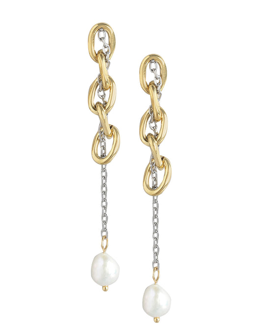 Gold-Polished Dangling Pearl Chandelier Jhumka Earring For Women - Wahe Jewels - Swadesiicart