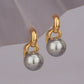 Gold-Polished White Pearl Cz Contemporary Stud Earring For Women - Wahe Jewels - Swadesiicart