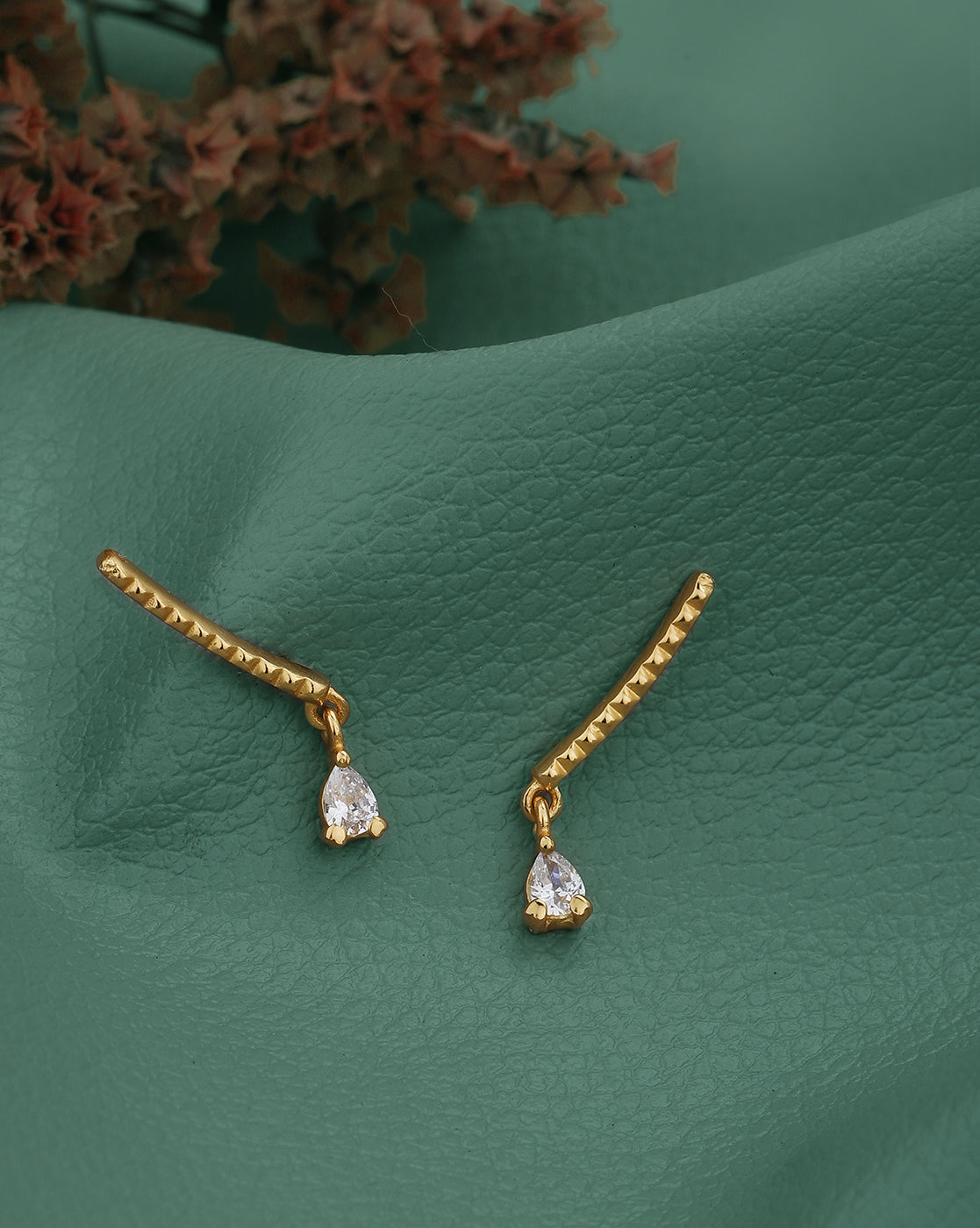 Gold-Polished With Cz Climber Ear - Cuff Earring - Wahe Jewels - Swadesiicart