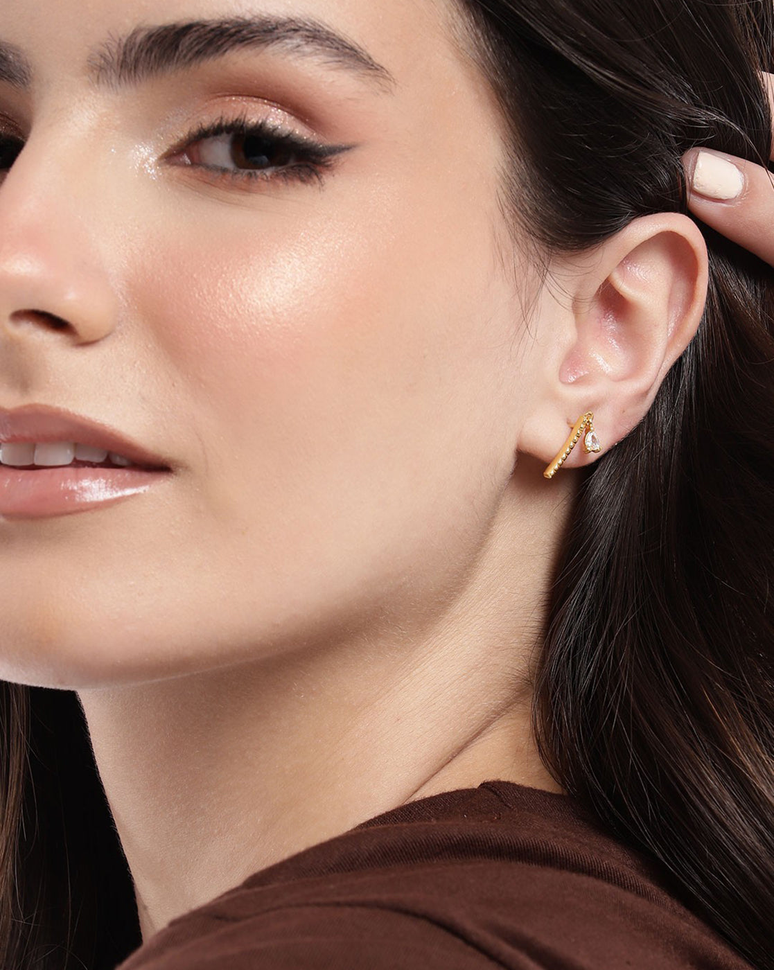 Gold-Polished With Cz Climber Ear - Cuff Earring - Wahe Jewels - Swadesiicart