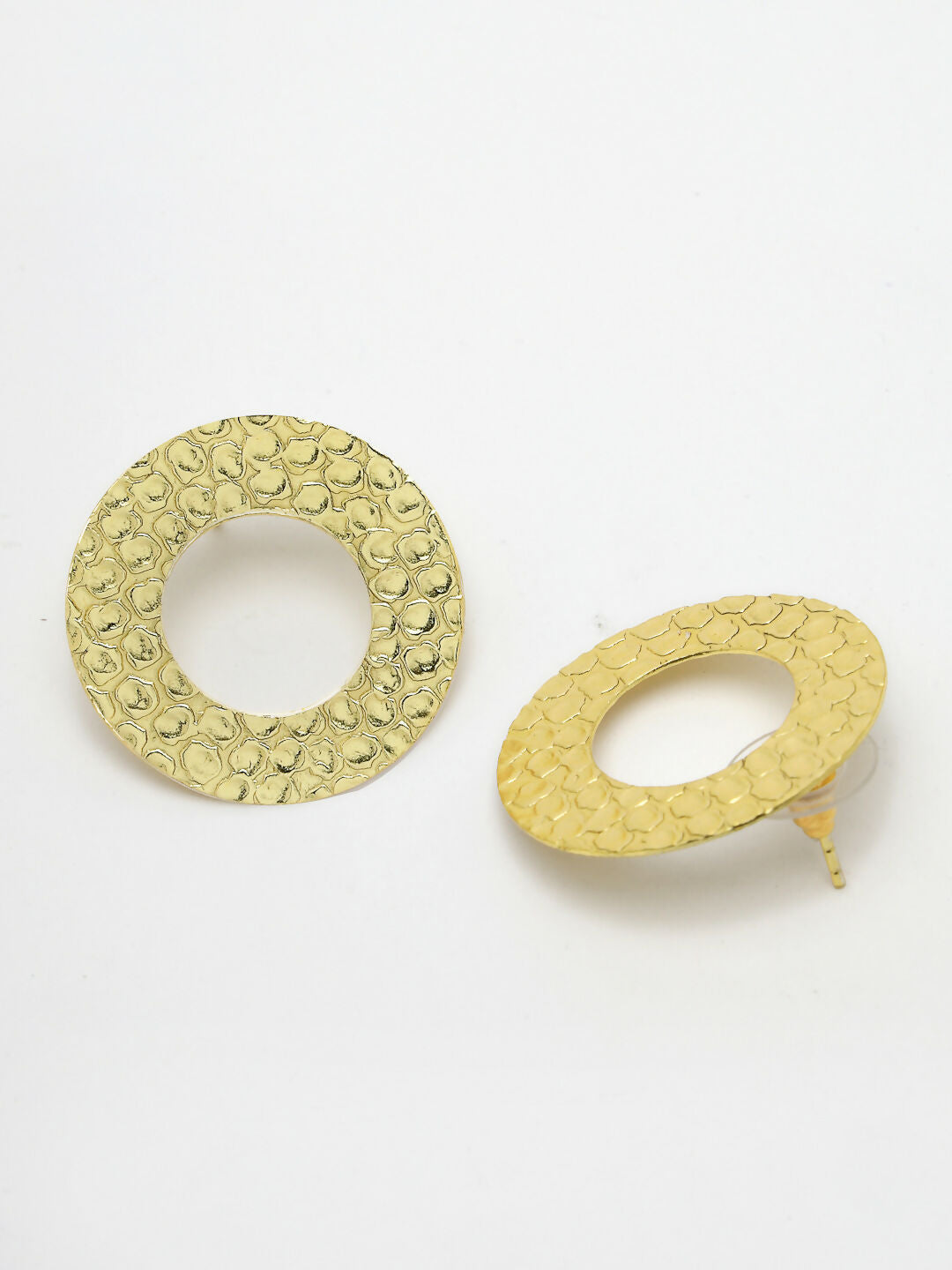 NVR Women Gold-Polished Cut Out Circle Drop Earrings - Swadesiicart