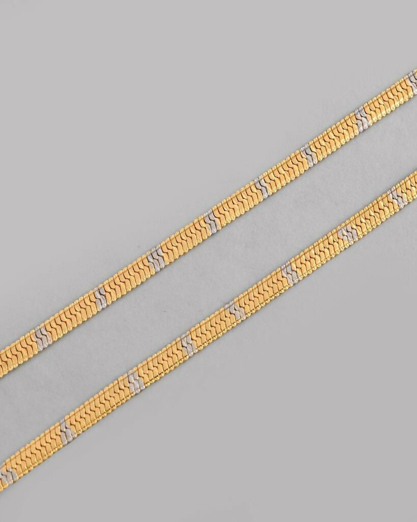 VOJ Dual Toned Self Designed Gold-Polished Chain For Men | Swadesiicart