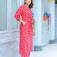 Aayaa Pure Muslin printed Kurti & Pant - Red pink