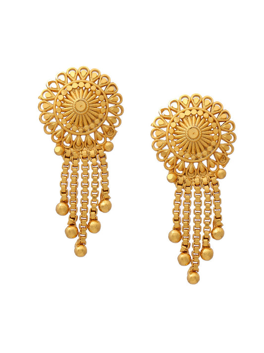 Ruby Raang Gold Dangler Earrings | Swadesiicart