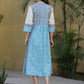 Juniper Women's Skyblue Cambric Printed Flared Dress | Swadesiicart