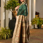 Vishnu Weaves Women's Green Soft Tussar Silk Printed Saree with Blouse - Swadesiicart