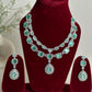 Mint Green American Diamond Two Layer Elegent Necklace Set With Earrings By House of Ree - Swadesiicart