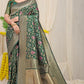 Jyoti Fashion Women's Bottle Green Kanjivaram Silk Zari Woven Saree with Blouse | Swadesiicart