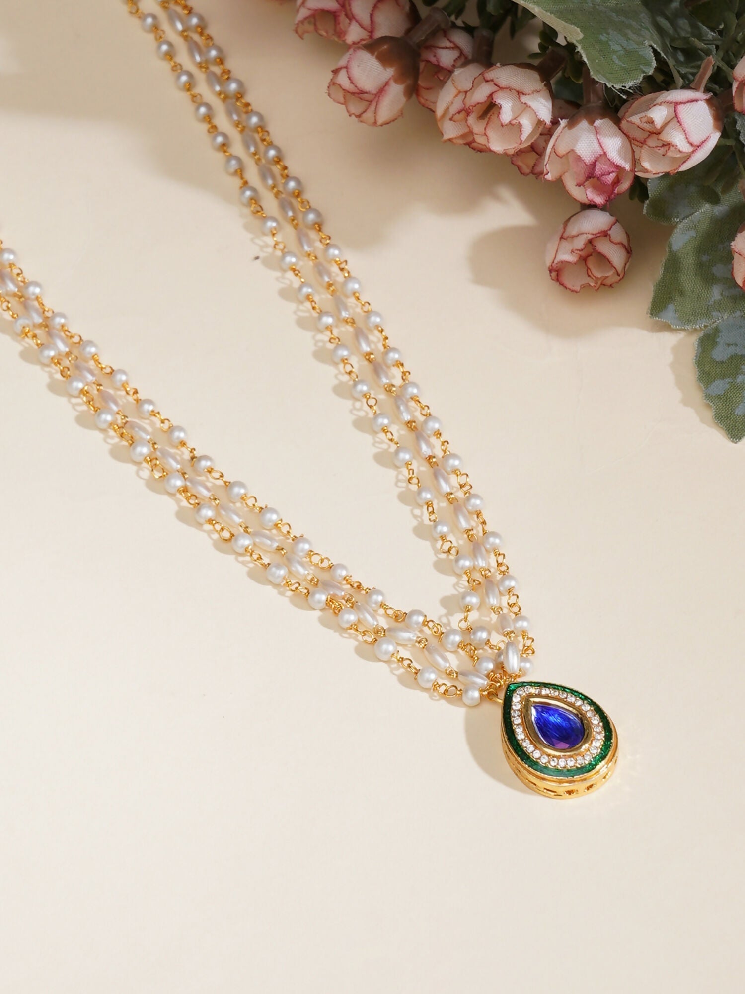 Kundan Necklace (Gold) - Ruby Raang | Swadesiicart