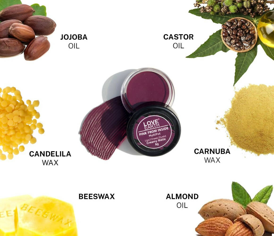 Love Earth Lip Tint & Cheek Tint Multipot - Pink From Inside - Swadesiicart