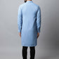 Even Apparels sky Blue Color Pure Cotton Solid Men's Kurta With Shirt Collar (MMS503) | Swadesiicart