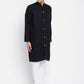 Even Apparels Black Pure Cotton Men's Sherwani Kurta With Open Front | Swadesiicart