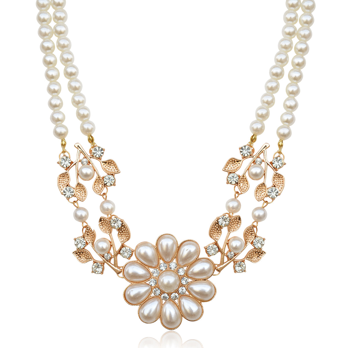 Gold-Toned Alloy Rhinestones Studded Necklace - The Pari | Swadesiicart