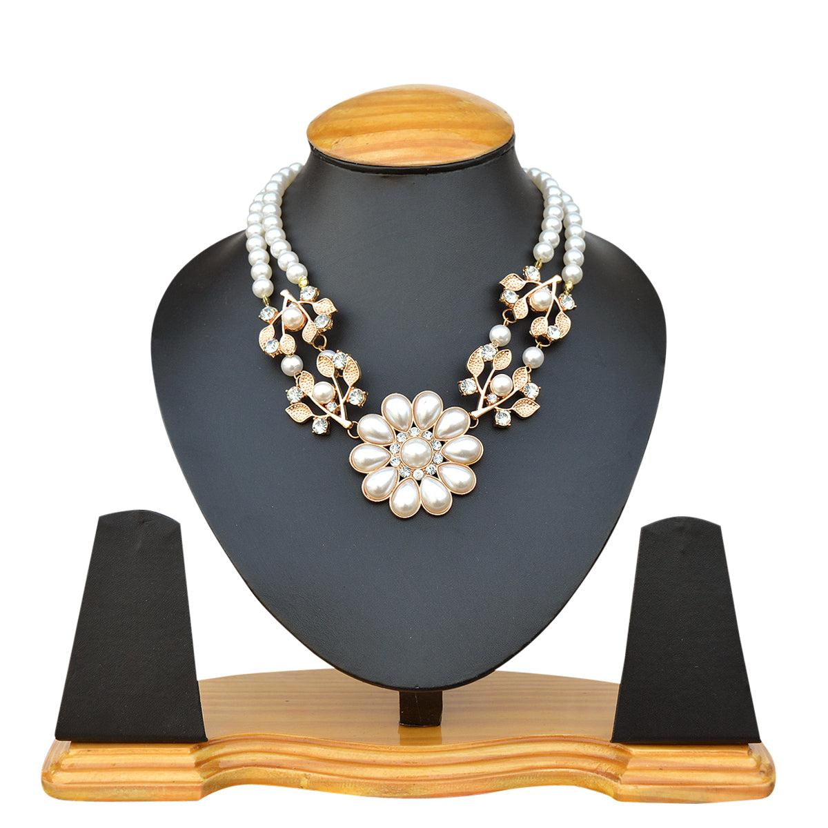 Gold-Toned Alloy Rhinestones Studded Necklace - The Pari | Swadesiicart