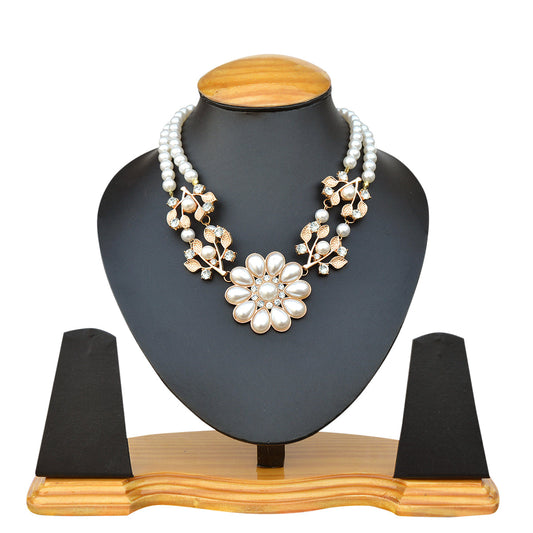 Gold-Toned Alloy Rhinestones Studded Necklace - The Pari | Swadesiicart
