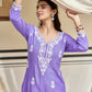 The52 Lavender Women's Gorgeous Chikankari work Pure Rayon Fabric Straight Kurta, Pant Set - Swadesiicart