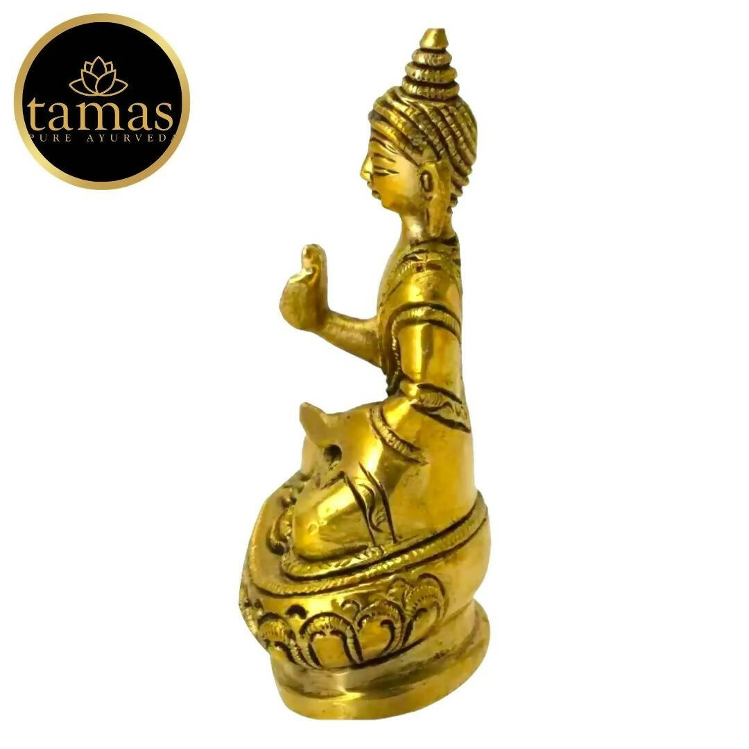 Tamas Brass Buddha Idol | Golden Finish | Spiritual Home Decor - Swadesiicart