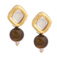 Ruby Raang Brown Tiger Eye Stone Kundan Studs | Swadesiicart