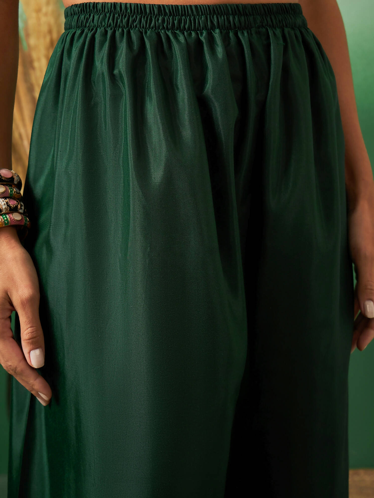 Green Georgette Handwork Unstitched Dress Material - Hanika | Swadesiicart