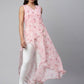 Ahalyaa Women Pink Organza Digital Printed Dress | Swadesiicart