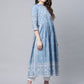 Ahalyaa Women Pastel Blue Pure Cotton Printed Kurta Pant Set With Dupatta | Swadesiicart
