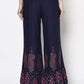Aniyah Rayon Navy Blue Color Block Print Flared Slip-On Palazzo (AN-216K)