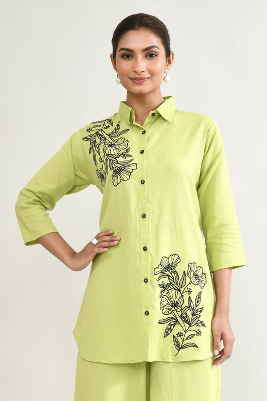 Joban Fashion Parrot Green Cotton Coord Set - Swadesiicart