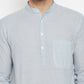 Even Apparels Grey Pure Cotton Men's Long Kurta With Band Collar | Swadesiicart