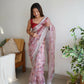 Vamsee Ferry Baby Pink Organza Saree - Swadesiicart