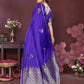 Joban Fashion Indigo Blue Floral Banarasi Silk Sarees | Swadesiicart