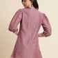 Dust Pink Chinon Yoke Embroidered A-line Top - Tarini - Swadesiicart