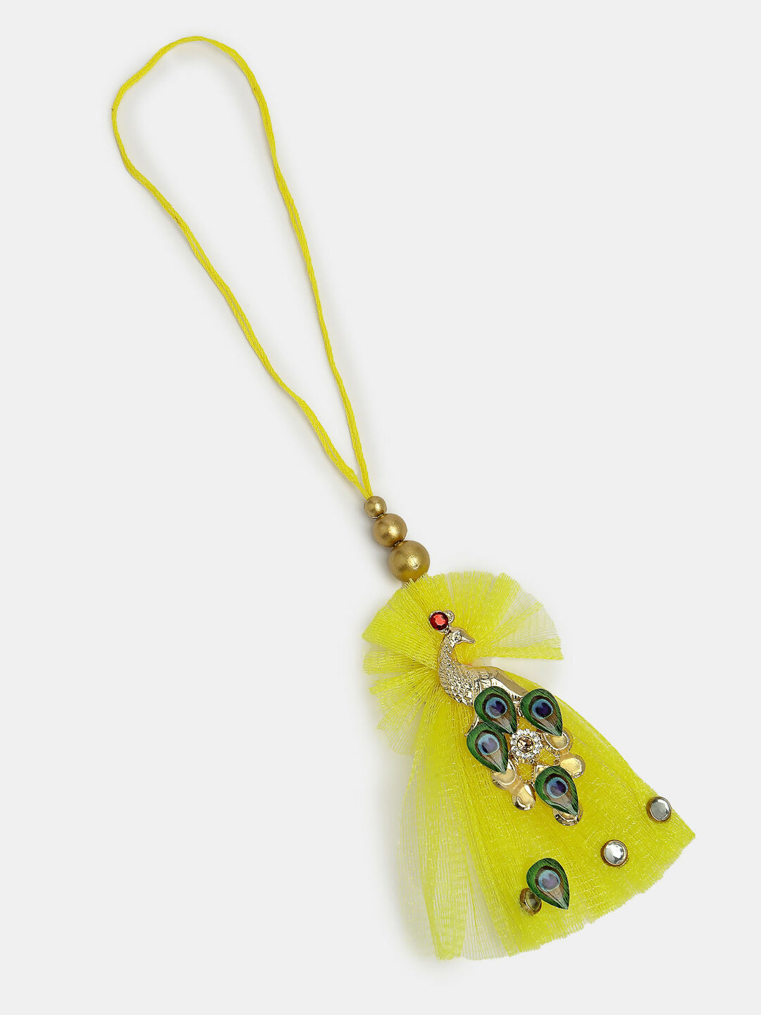 NVR Women & Men Set of 2 Yellow Peacock Design Bhaiya Bhabhi Rakhi With Roli Chawal | Swadesiicart