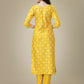 Jyoti Fashion Women's Yellow Rayon Embroidered Kurta Pant Set | Swadesiicart