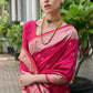 Vishnu Weaves Women's Pink Paithani Silk Zari Woven Saree with Blouse - Swadesiicart