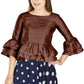 Aastha Fashion Women's Coffee Art Silk Bell Sleeves attire with Poly Cotton Lining Blouse