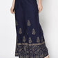 Aniyah Rayon Navy Blue Color Block Print Flared Slip-On Palazzo (AN-211K)