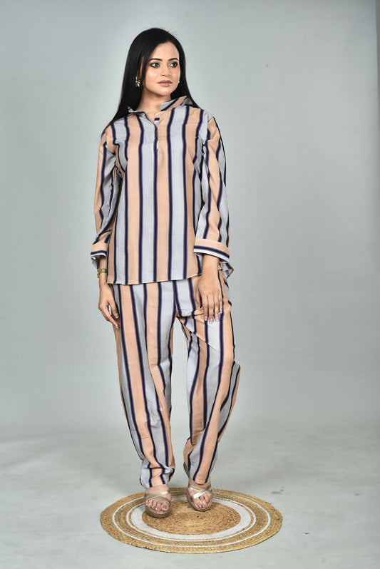 Morchari Digital Print Semi Muslin Co-Ord Set Top & Trouser-Multicolor - Swadesiicart