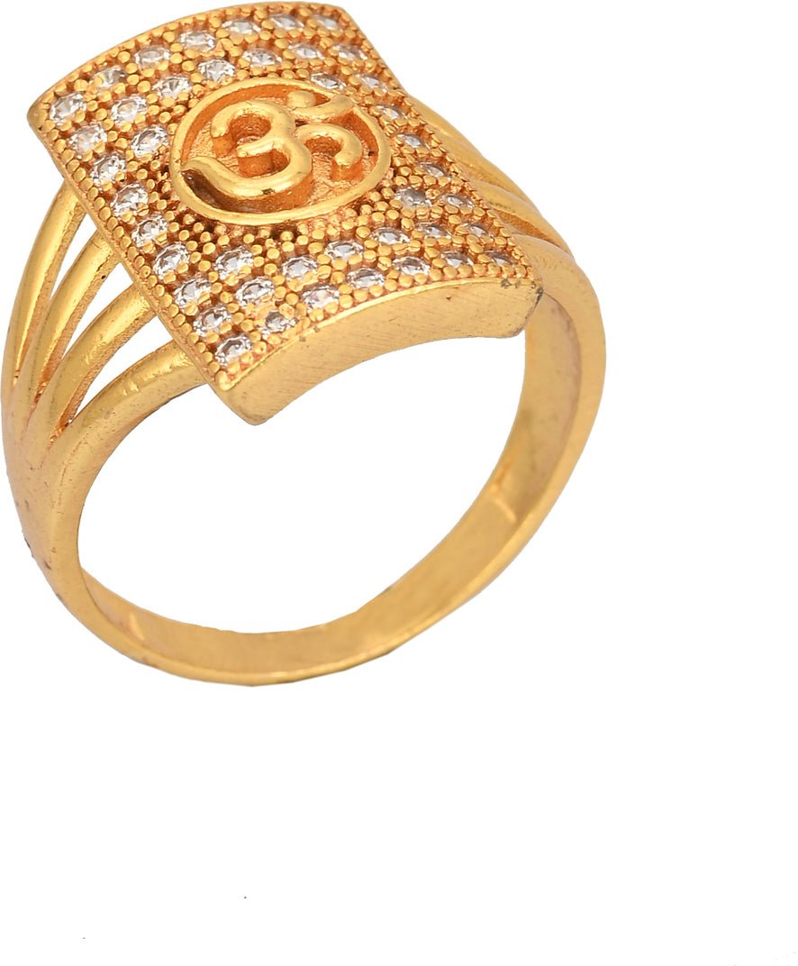 AanyaCentric Gold-Polished American Diamond Ad Ring for Boys & Man | Swadesiicart